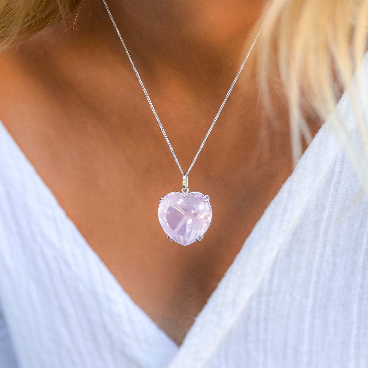 Pendentif Quartz Rose Argent