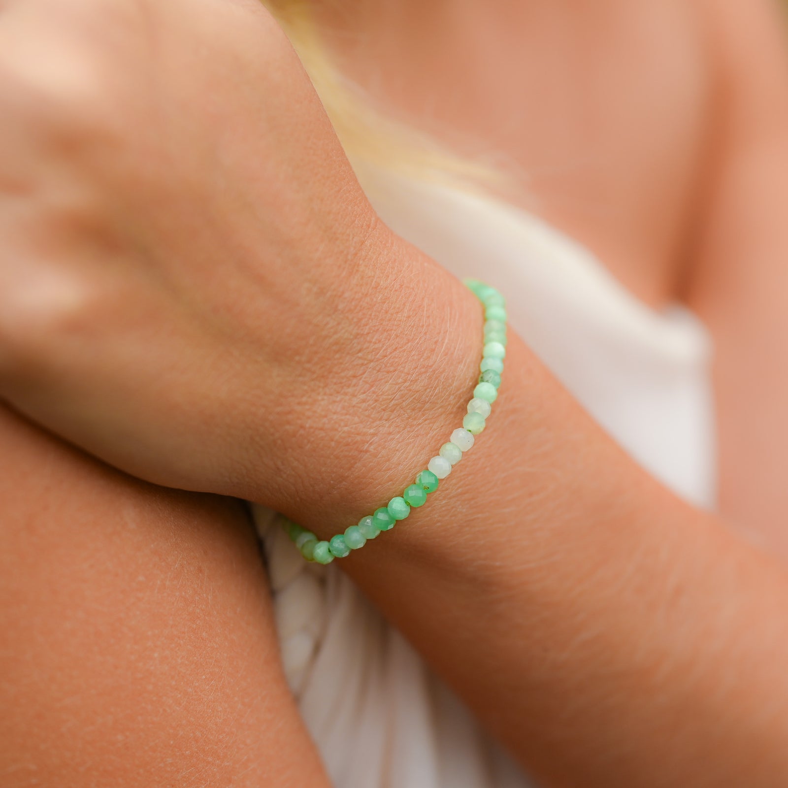 Chrysoprase - Bracelet perles à facettes