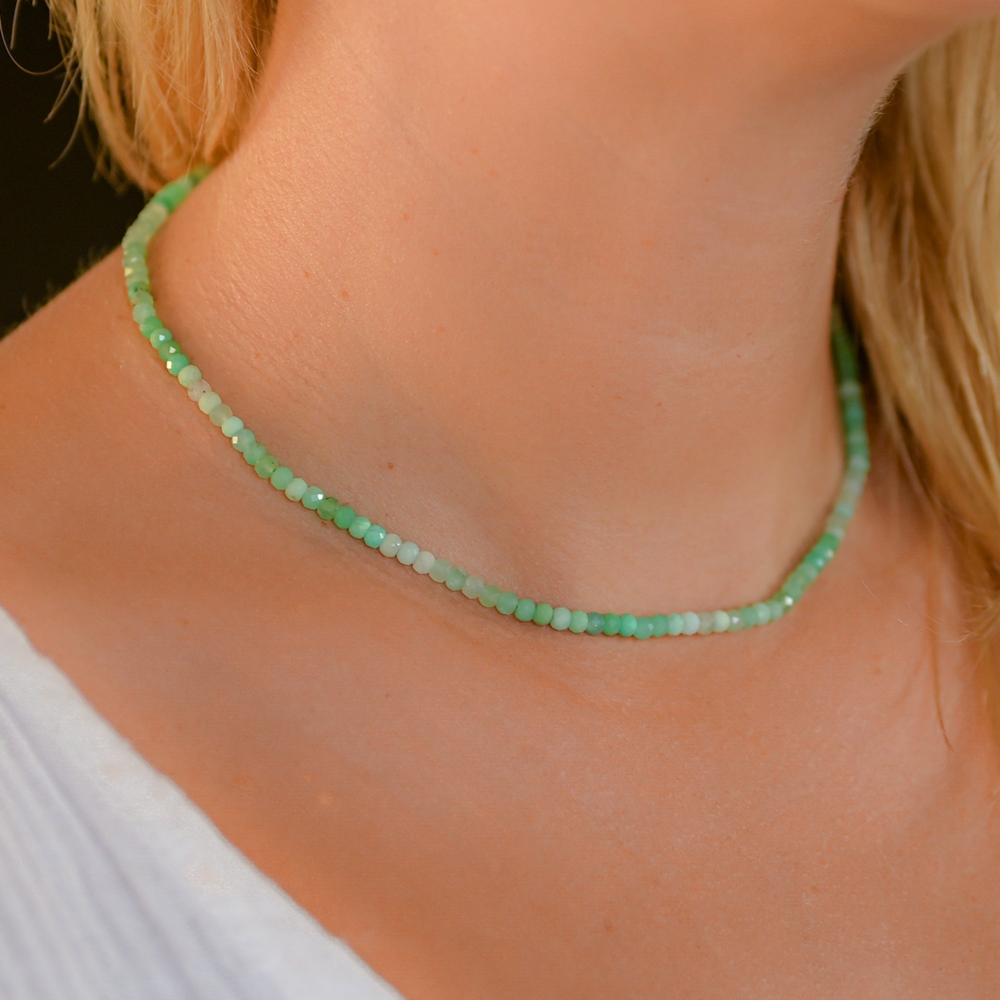 Chrysoprase - Collier perles à facettes