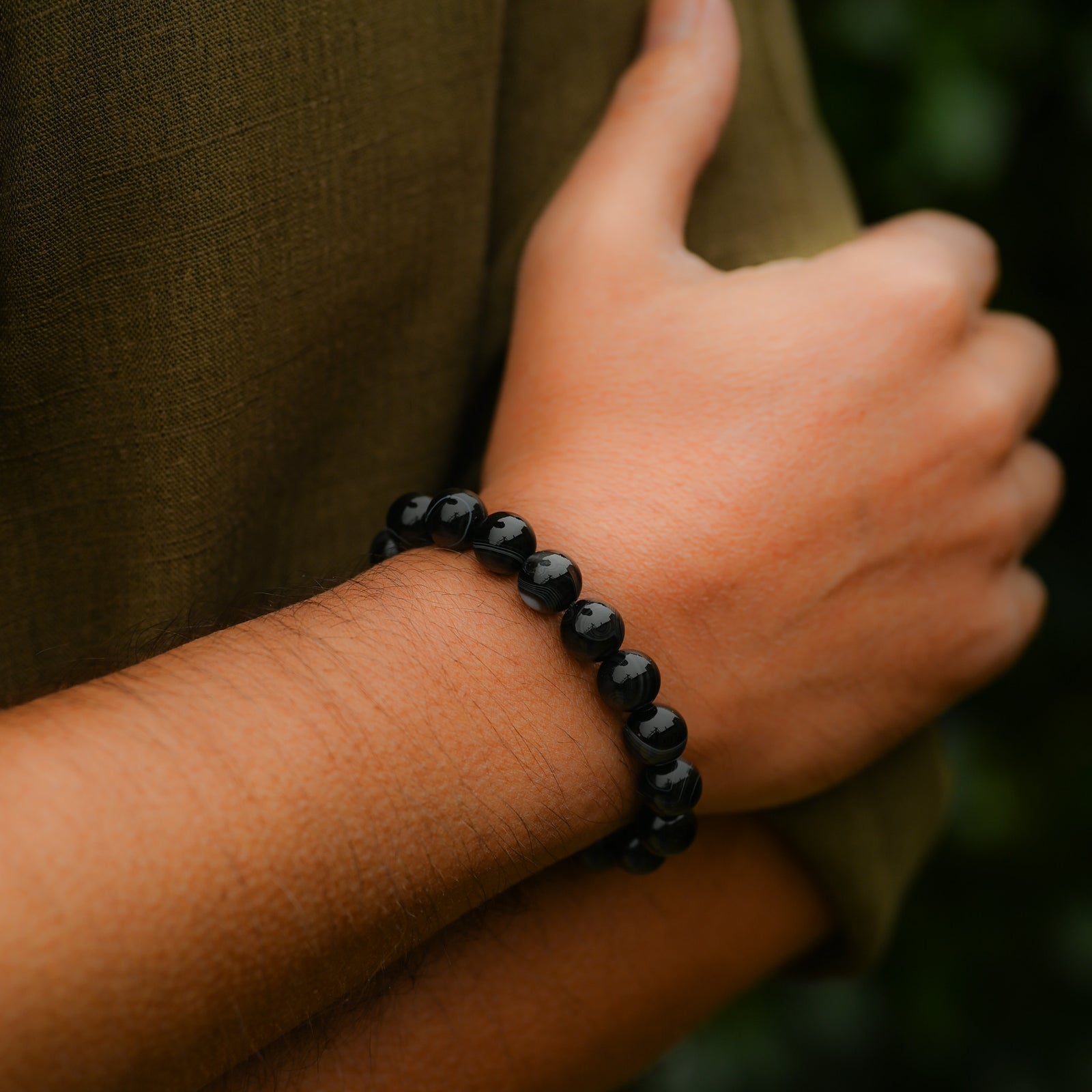 Agate Noire - Bracelet Homme