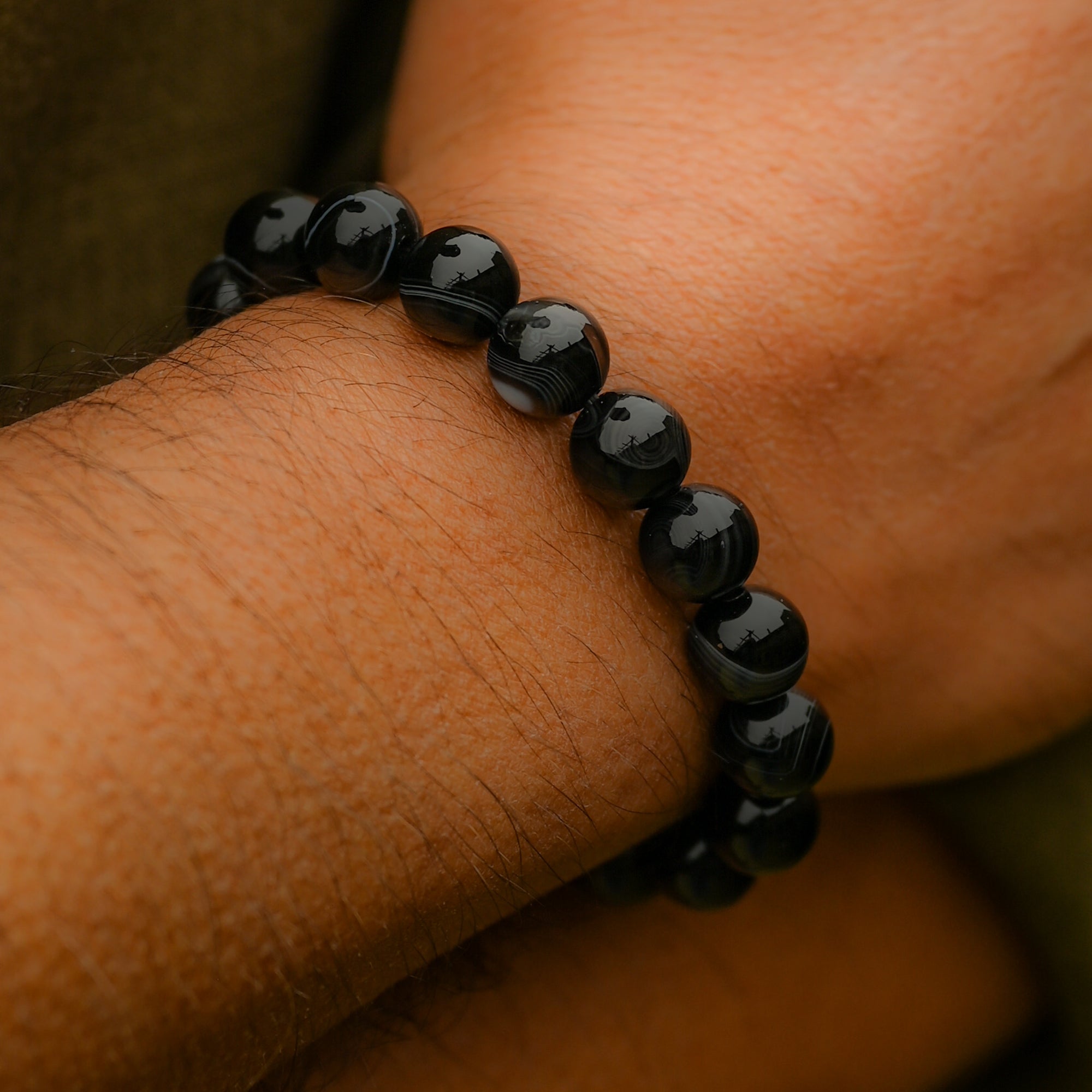 Agate Noire - Bracelet Homme