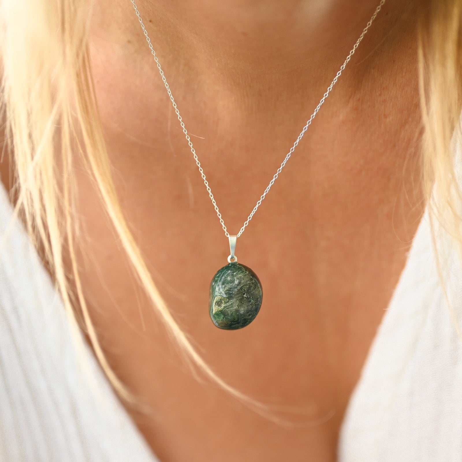 Agate mousse pendentif