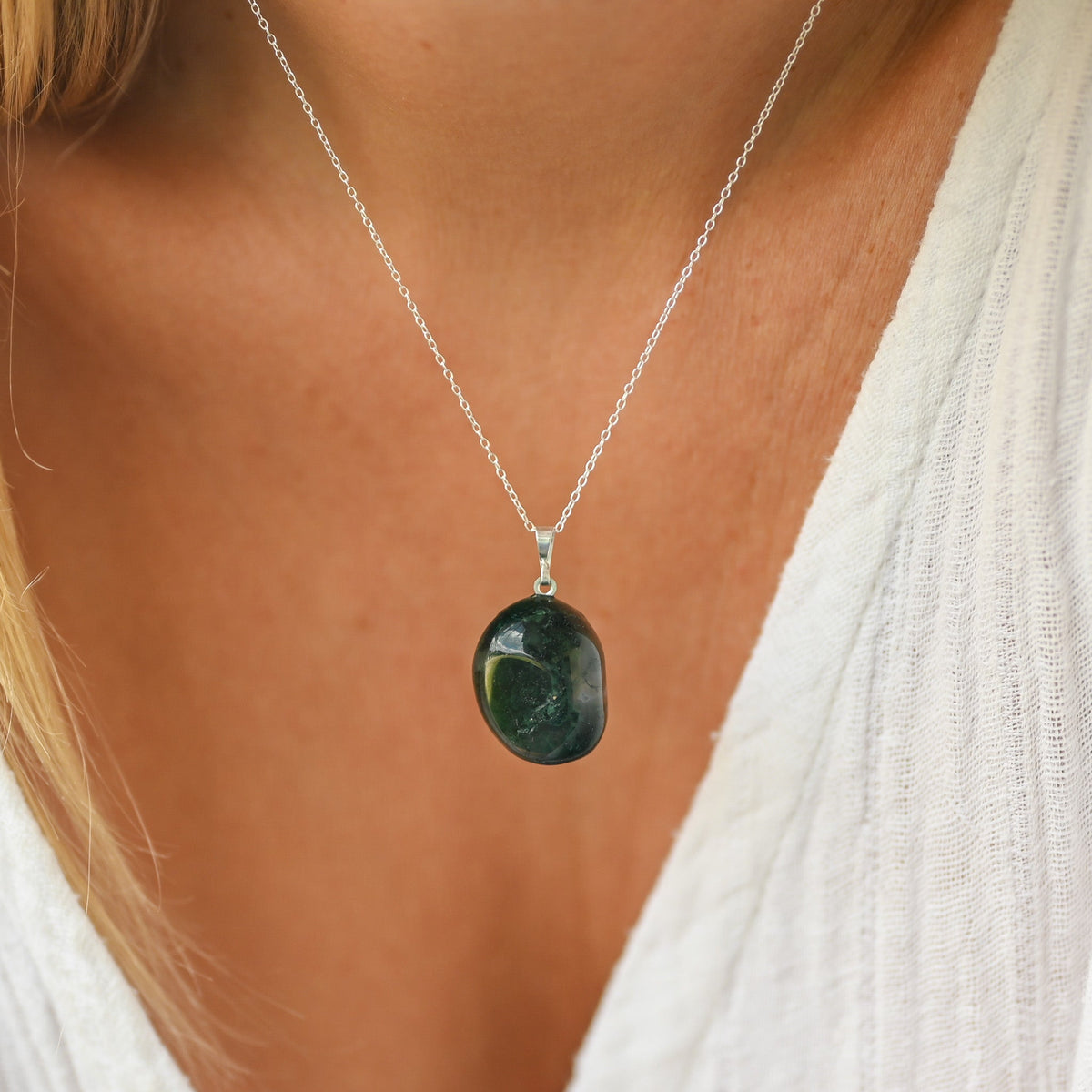 Agate mousse pendentif