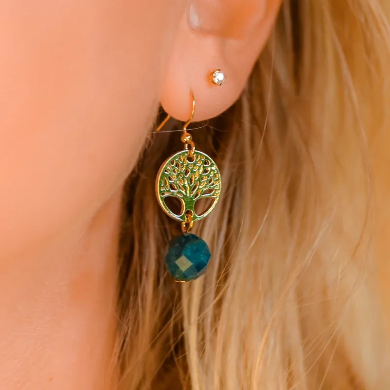 Apatite - Boucles d’Oreilles Arbre de Vie