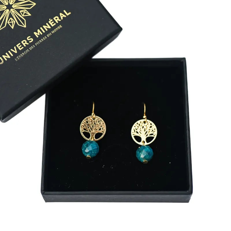 Apatite - Boucles d’Oreilles Arbre de Vie