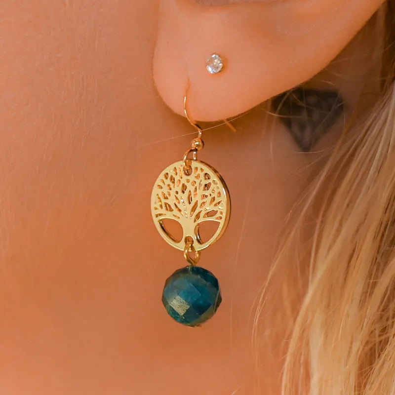 Apatite - Boucles d’Oreilles Arbre de Vie