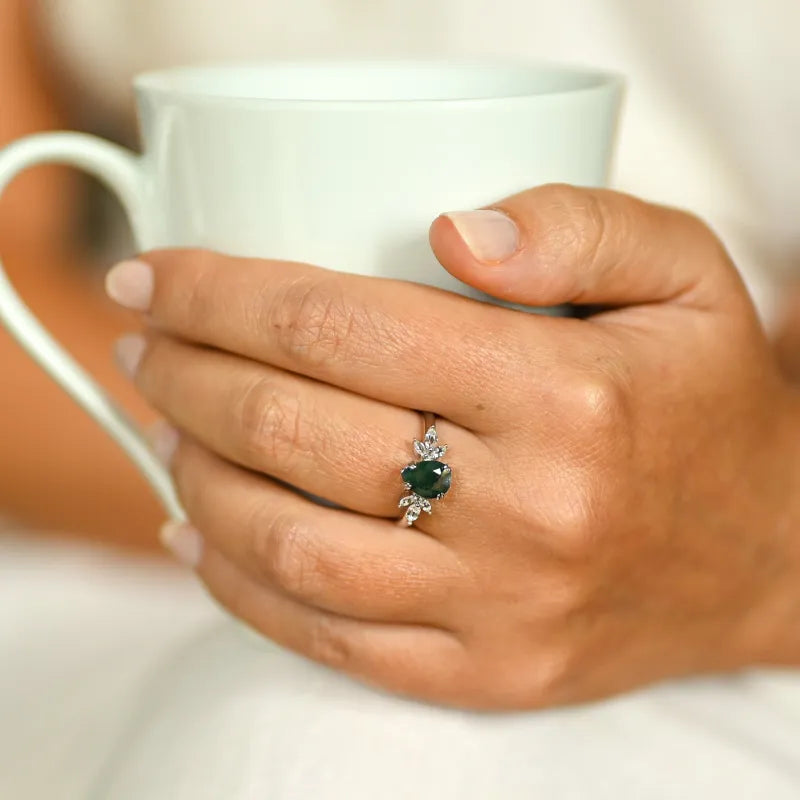 Bague Agate Mousse Argent