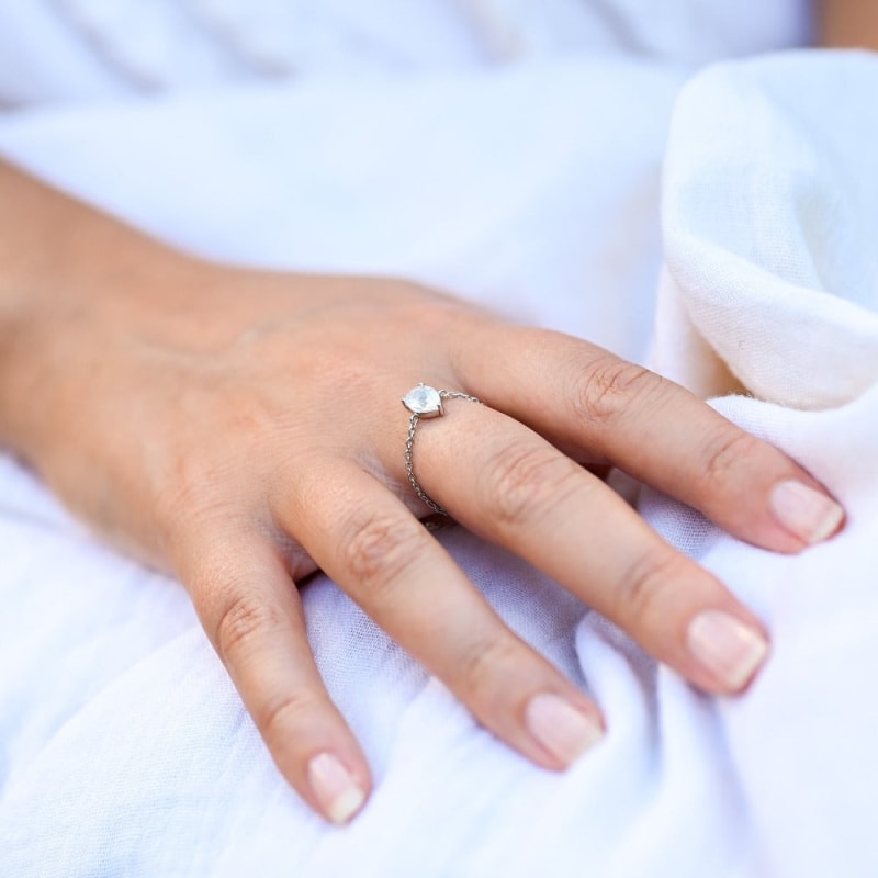 Bague Fine Pierre de Lune Réglable | Univers Minéral® | Lithothérapie