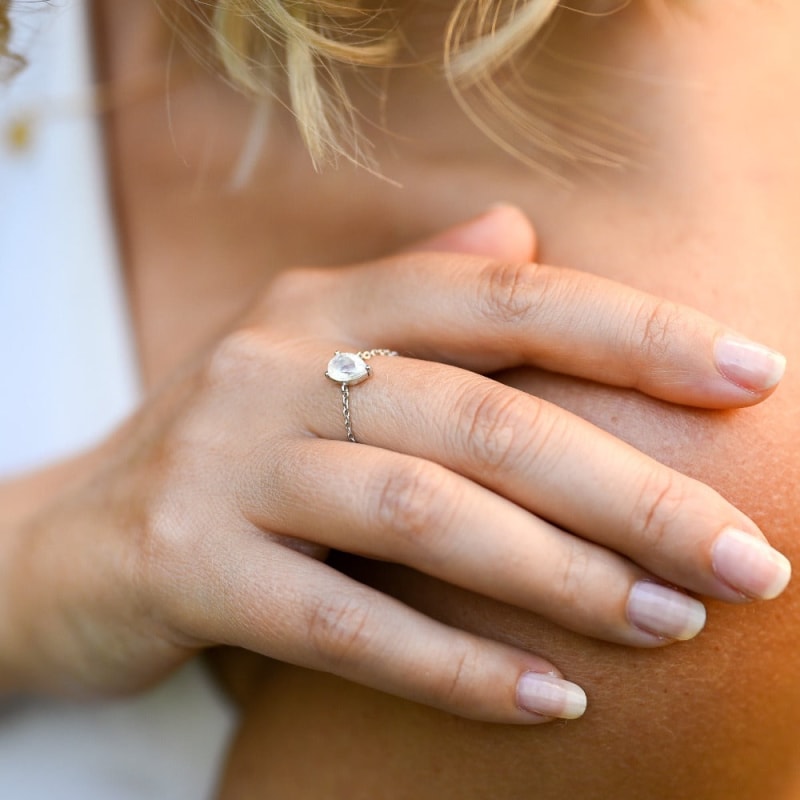 Bague Fine Pierre de Lune Réglable | Univers Minéral® | Lithothérapie