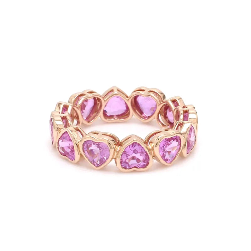 Bague éternité coeur en Saphir Rose