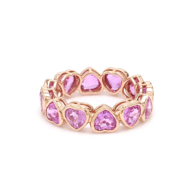 Bague éternité coeur en Saphir Rose