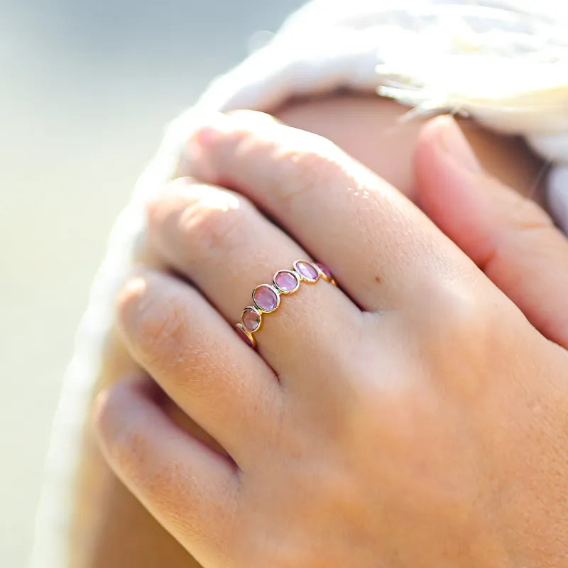 Bague Saphir Rose étoile Naturelle - 0,43 Carats Certifiée GIL - Pierre Ovale D'excellente Qualité
