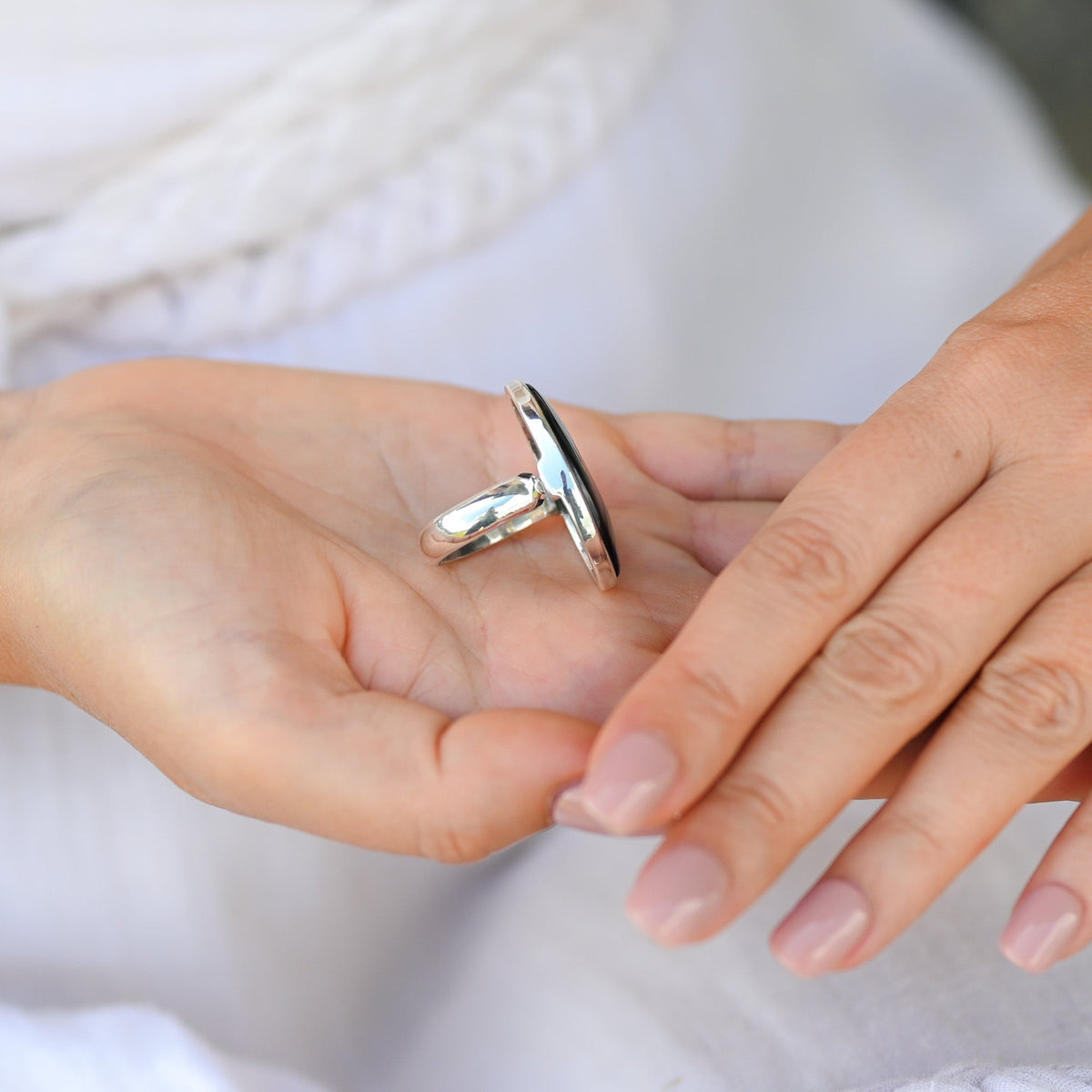 Bague Obsidienne Argentée