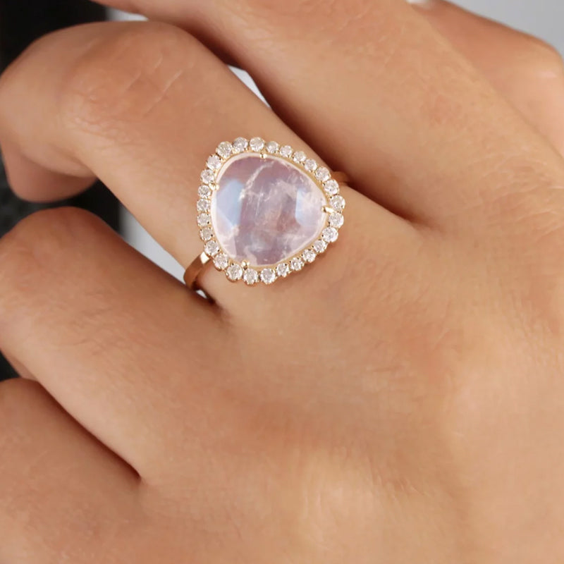 pierre de lune bague en or