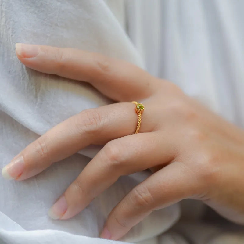 Bague réglable péridot