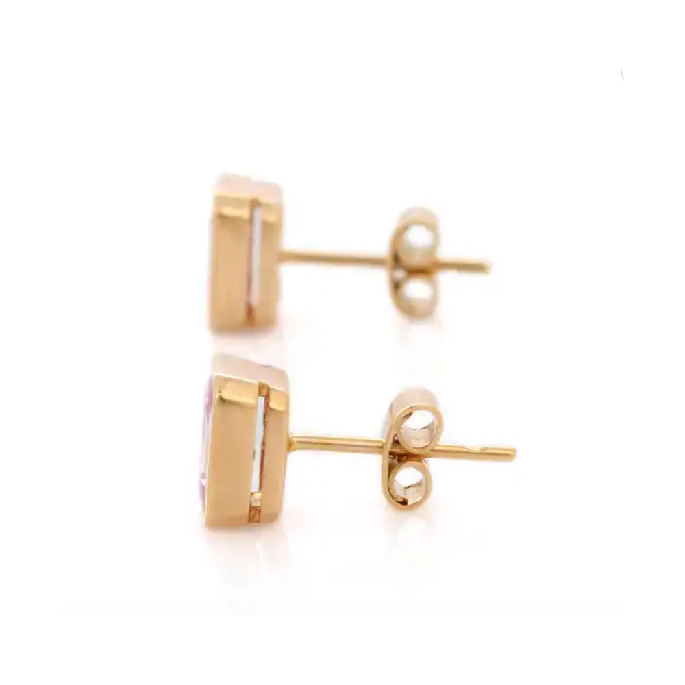 boucles d&#39;oreilles saphir-rose-or