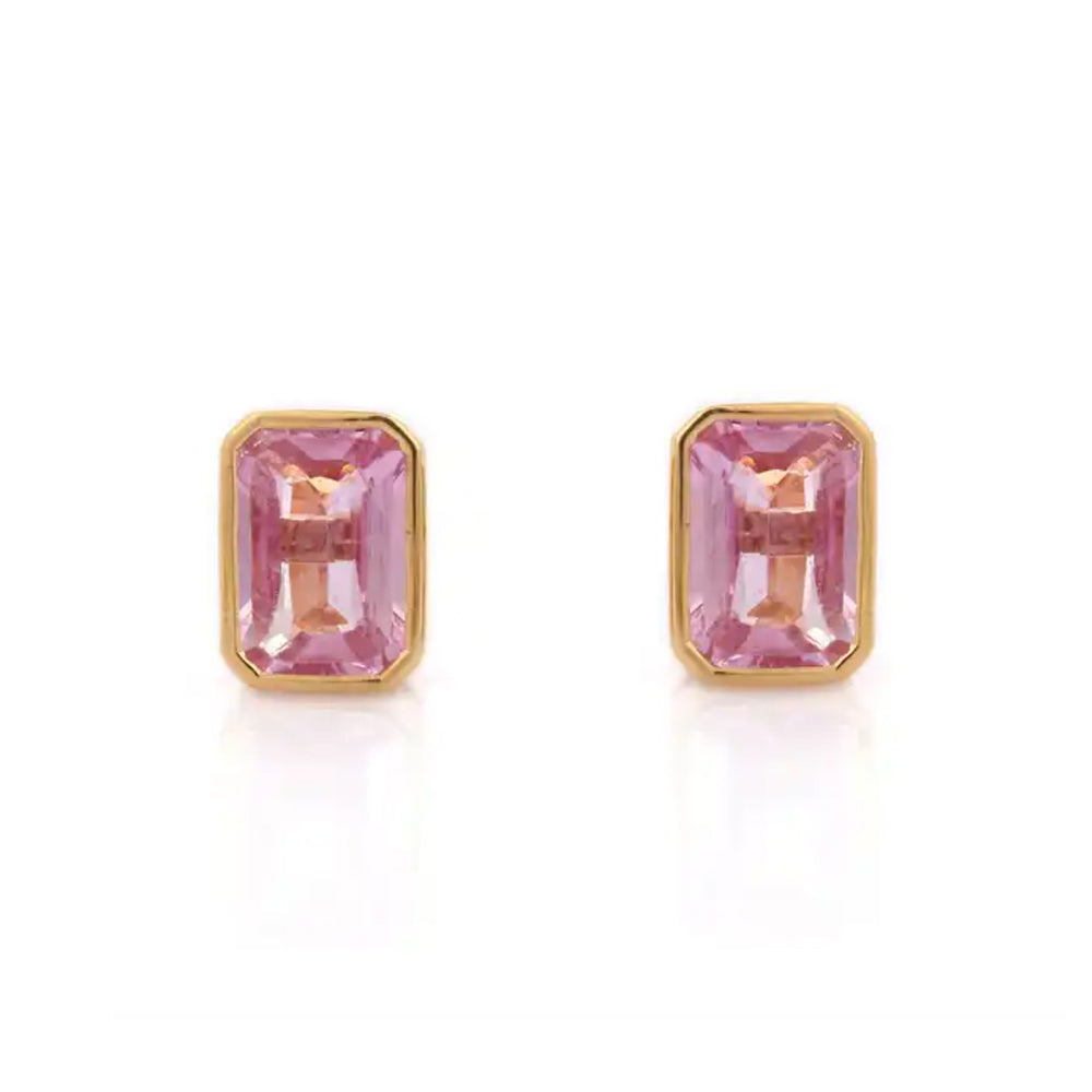 boucles d&#39;oreilles saphir-rose-or