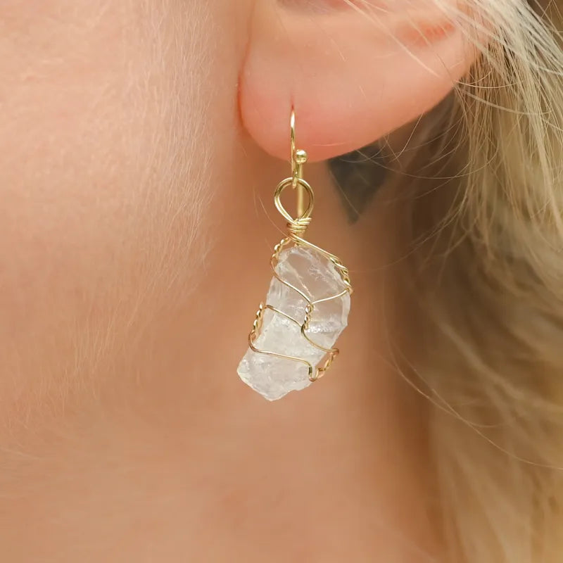 Boucle d’oreille en Cristal de Roche brut