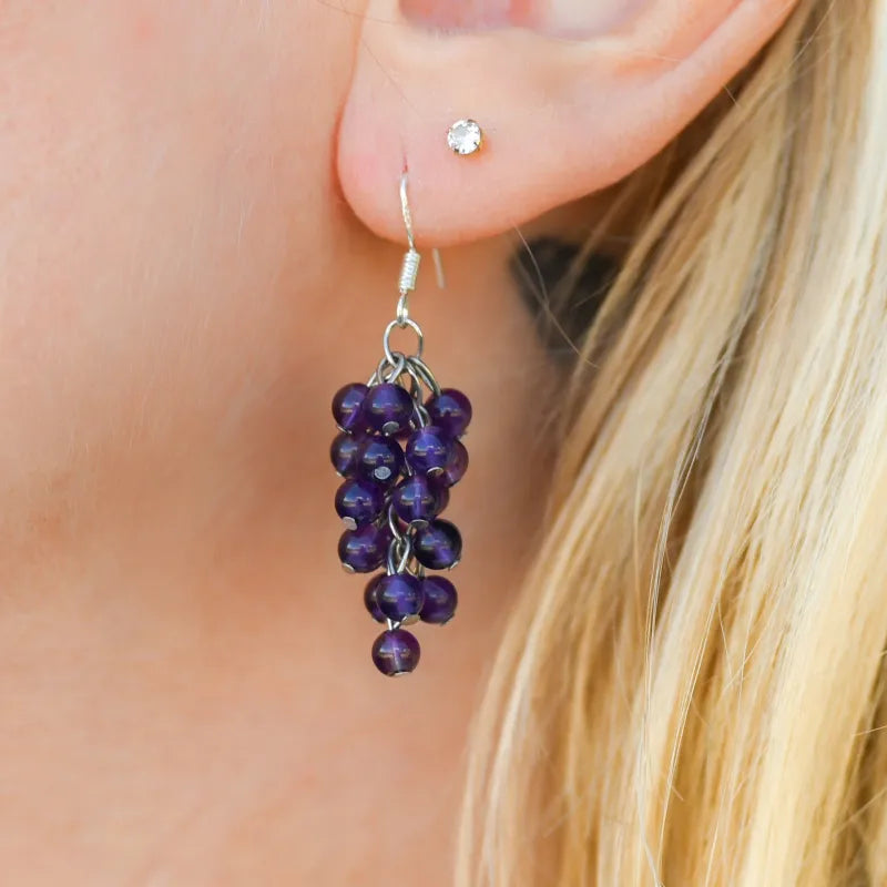 Boucle d’Oreille en perles d’améthyste
