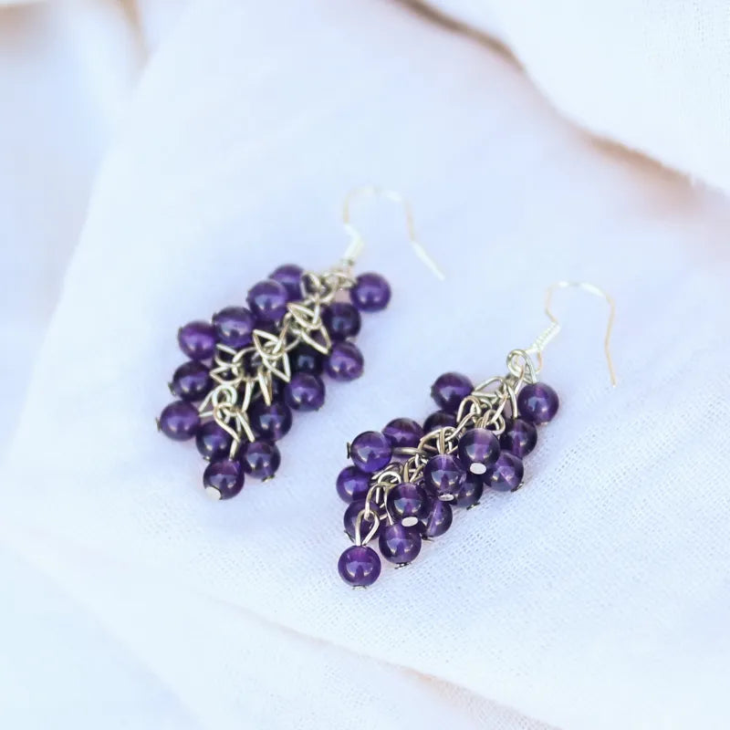 Boucle d’Oreille en perles d’améthyste