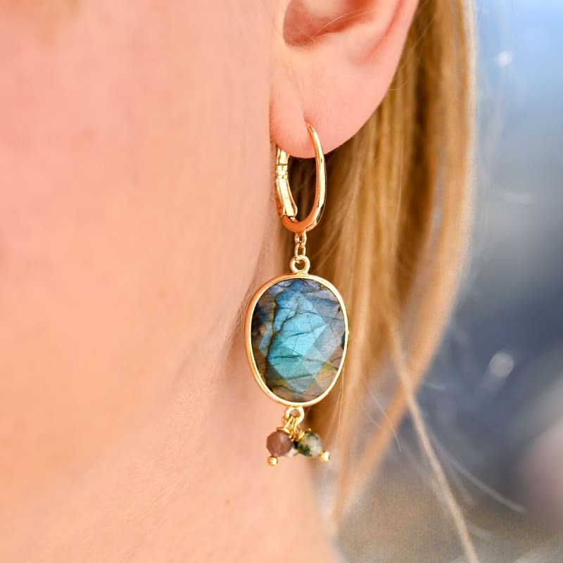 Boucle d’oreille Labradorite Pendante | SK