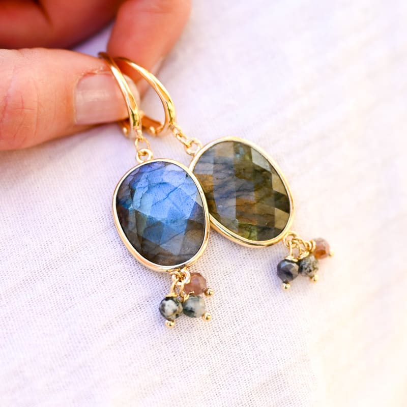 Boucle d’oreille Labradorite Pendante | SK