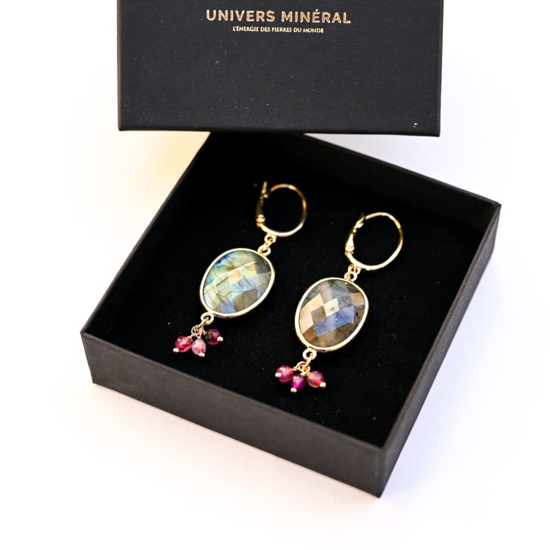 Boucle d’oreille Labradorite Pendante | Univers Minéral