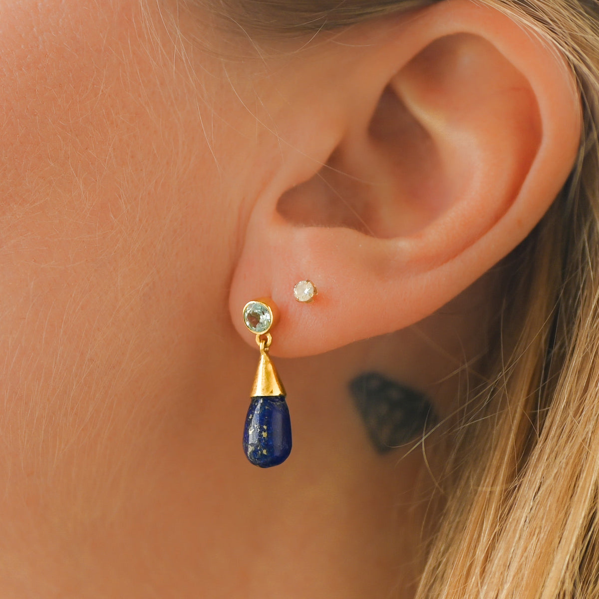 Boucle d’oreille Lapis-Lazuli et topaze