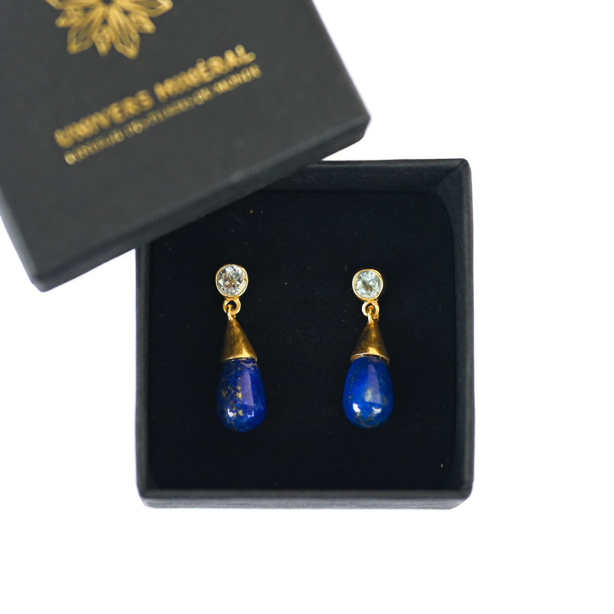 Boucle d’oreille Lapis-Lazuli et topaze