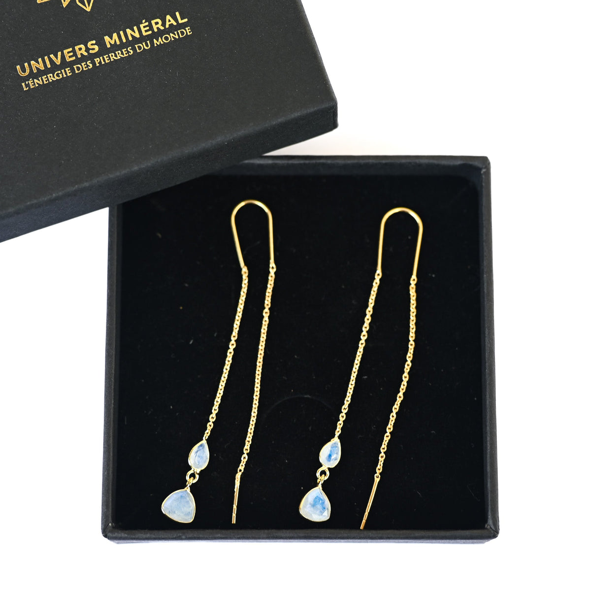 Boucle d’Oreille Pendante Pierre de Lune