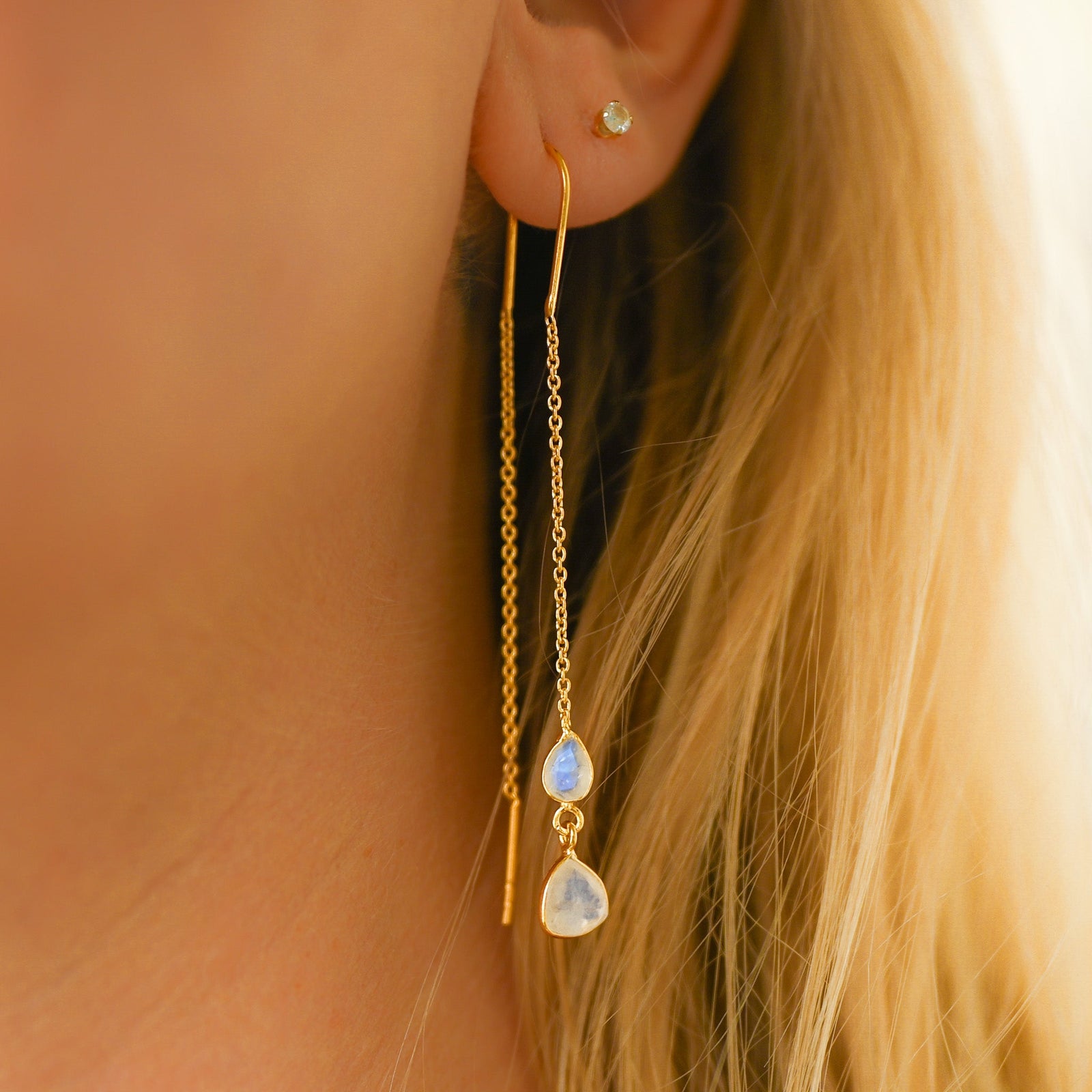 Boucle d’Oreille Pendante Pierre de Lune