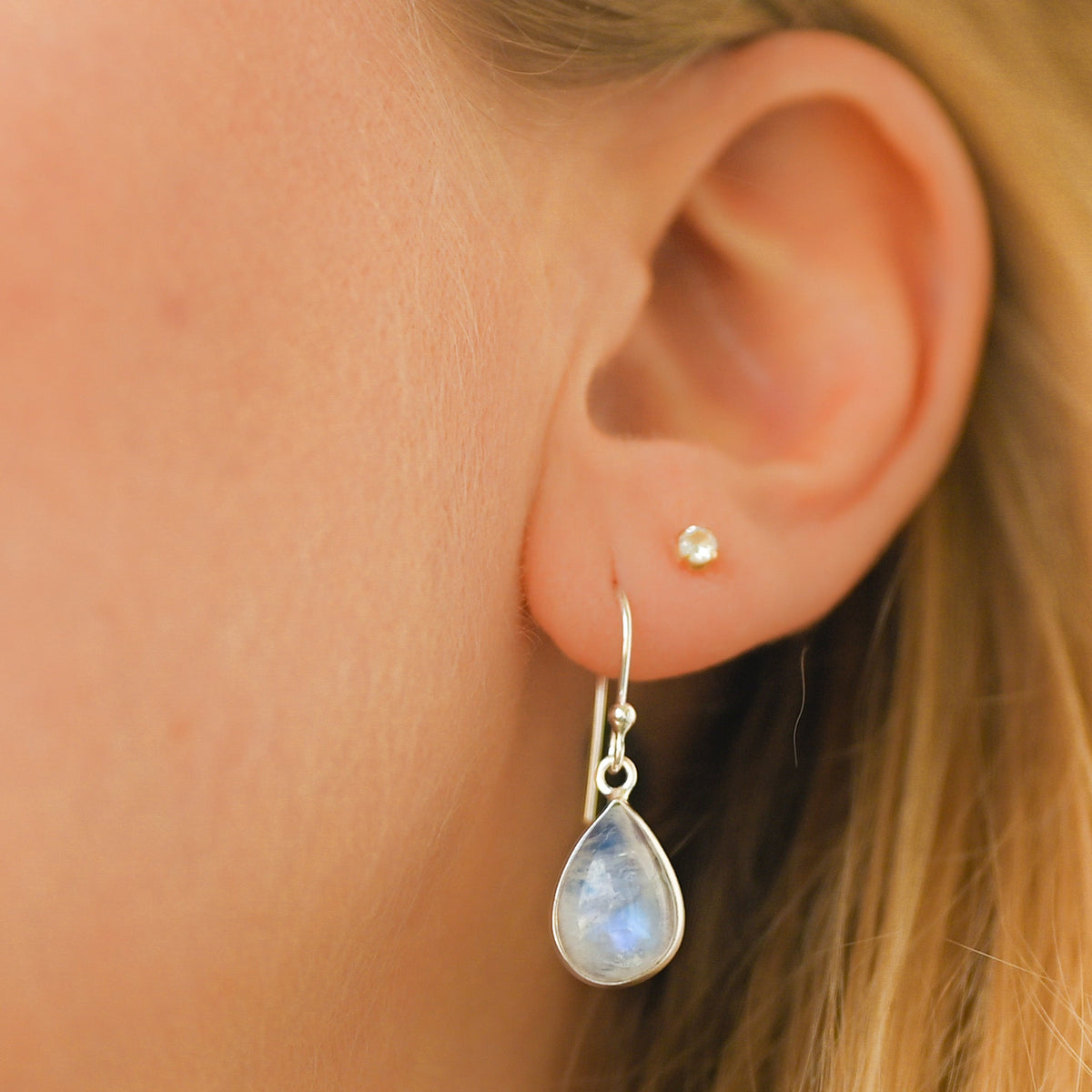 Boucle d’Oreille Pierre de Lune et argent
