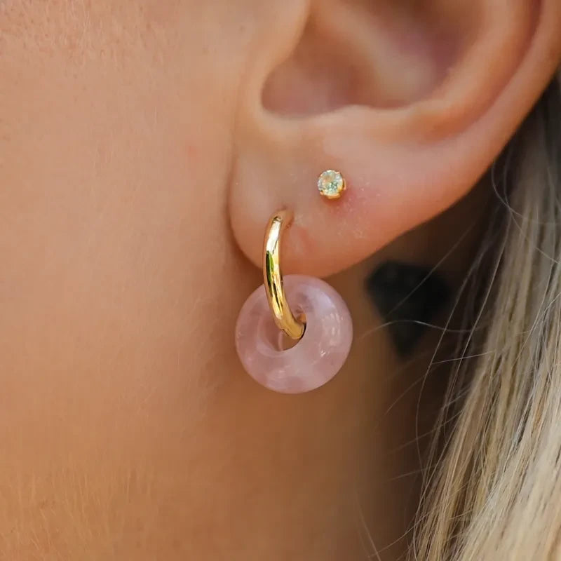 Boucle d’Oreille Quartz Rose ’Lithothérapie’