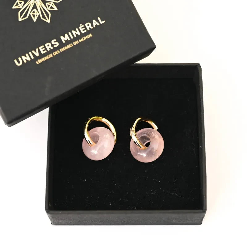 Boucle d’Oreille Quartz Rose ’Lithothérapie’