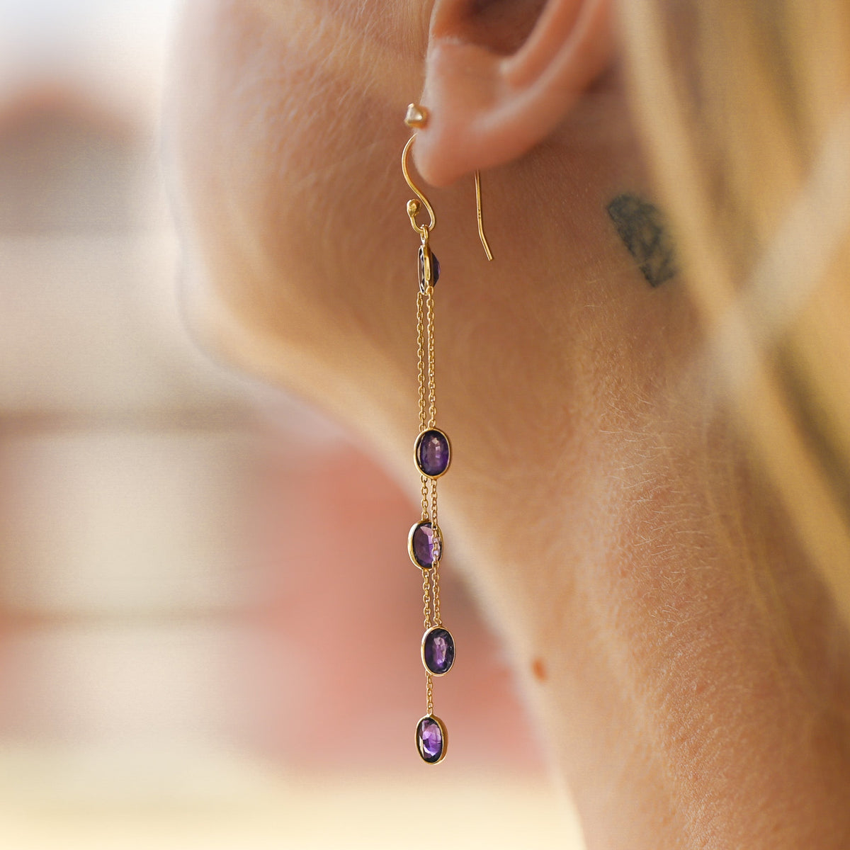 Boucle d’oreilles en Améthyste - Pendantes