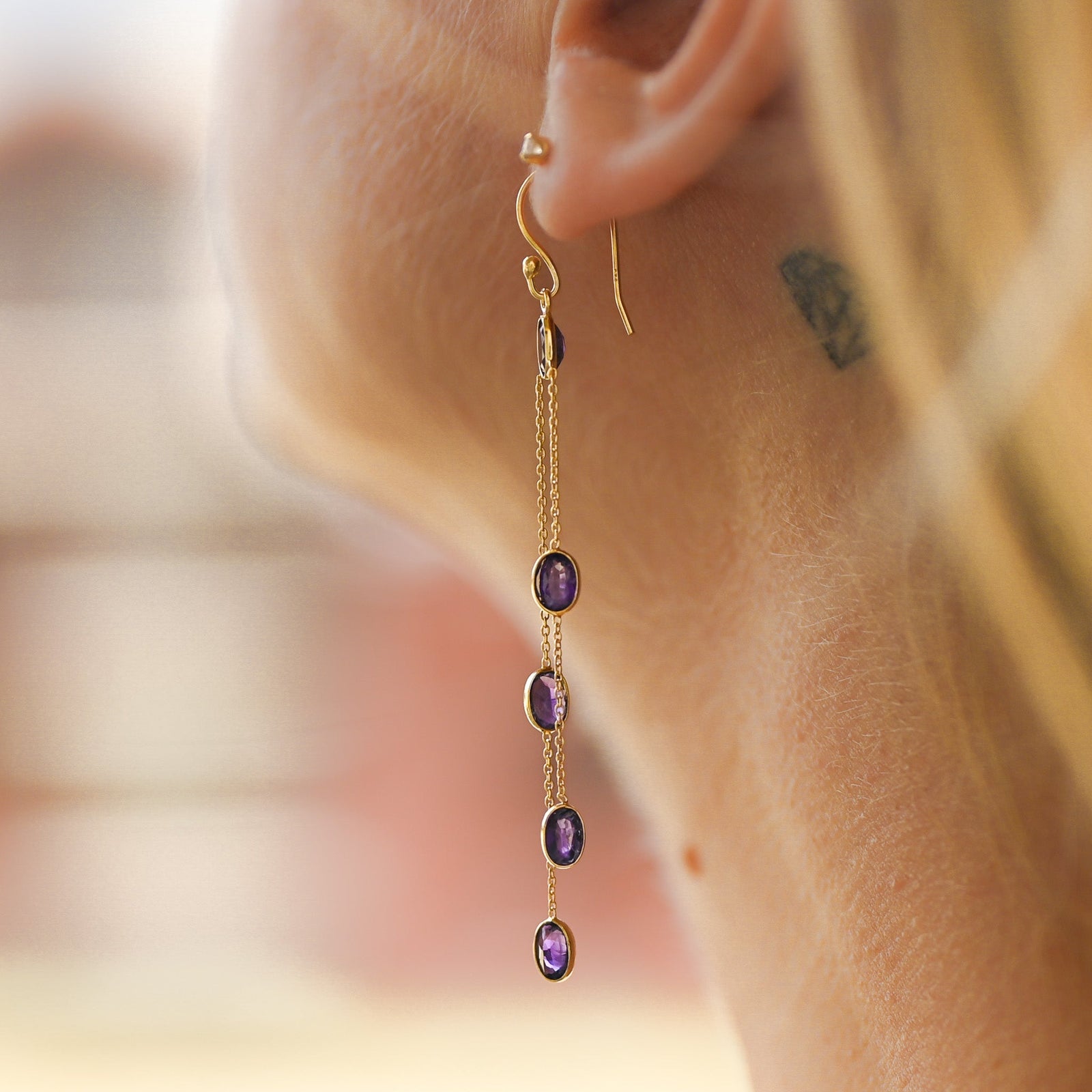 Boucle d’oreilles en Améthyste - Pendantes