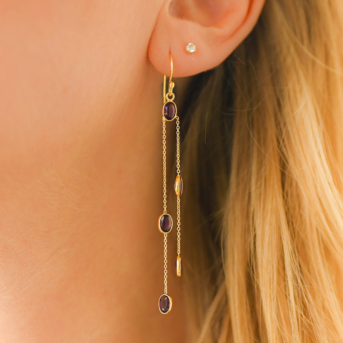 Boucle d’oreilles en Améthyste - Pendantes