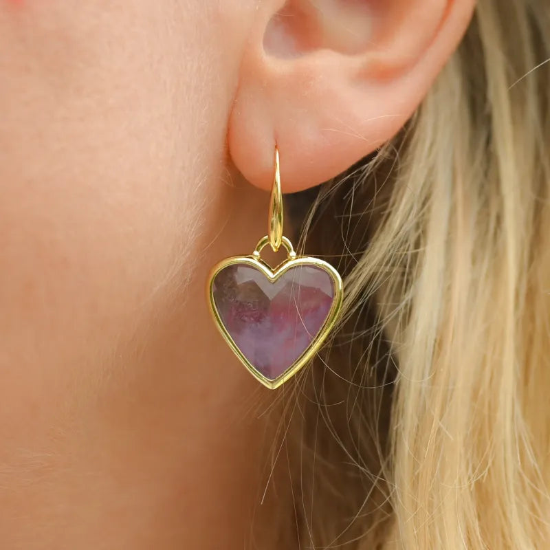 Boucles d’oreilles Améthyste ’Coeur’