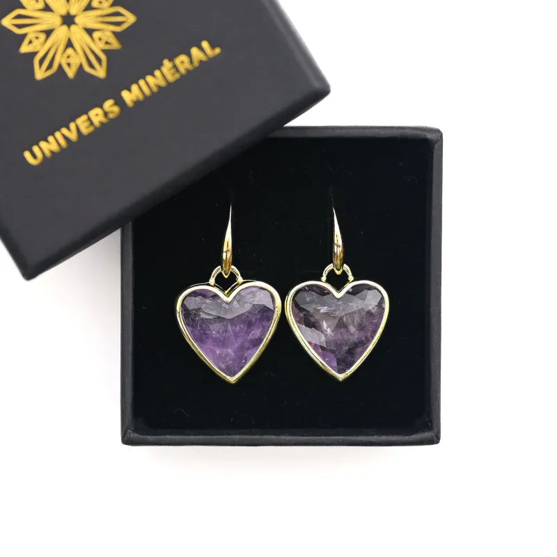 Boucles d’oreilles Améthyste ’Coeur’