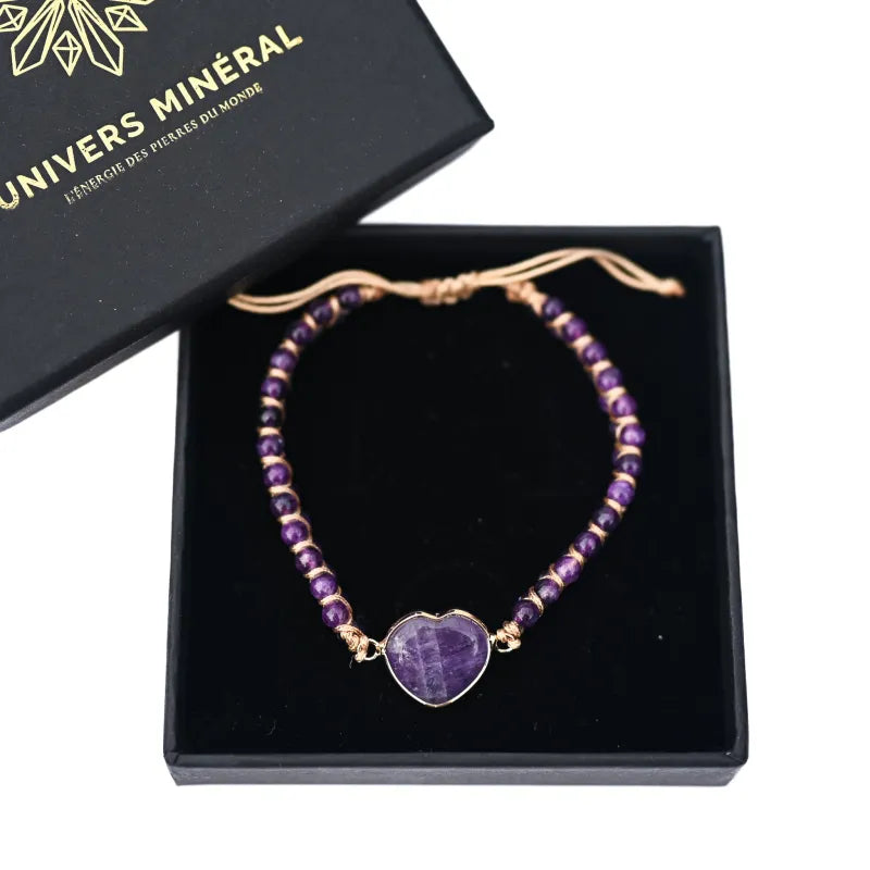 Bracelet Améthyste - Coeur