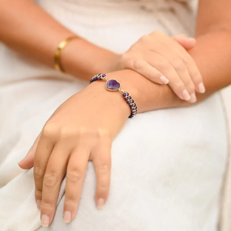 Bracelet Améthyste - Coeur
