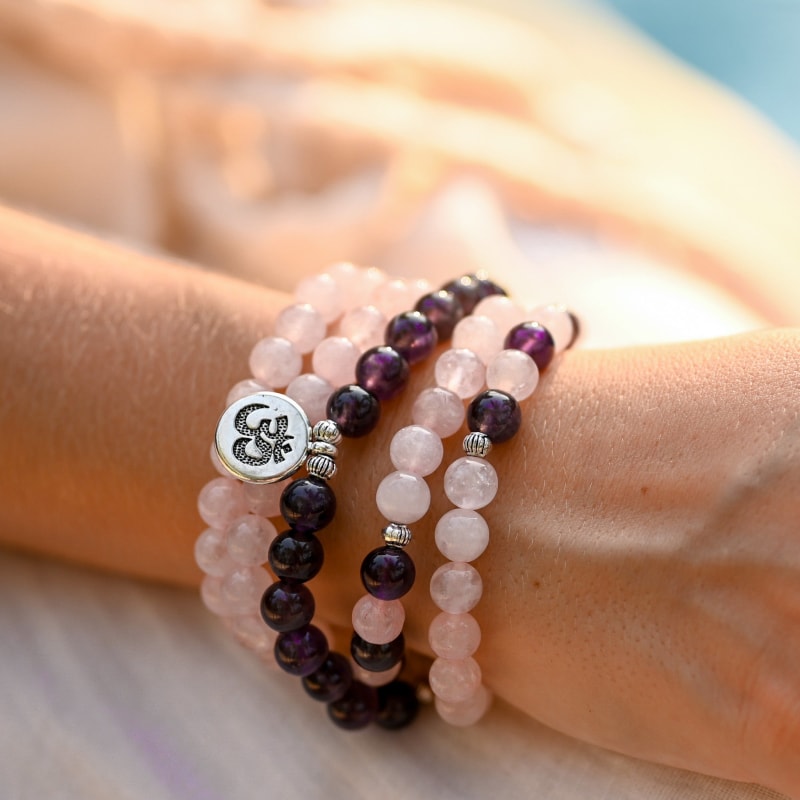 Bracelet Améthyste et Quartz Rose - Om | AA