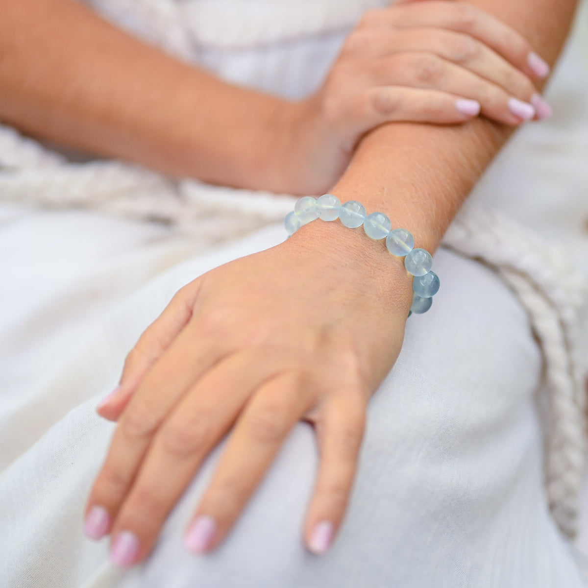 Bracelet en Aigue Marine 10mm
