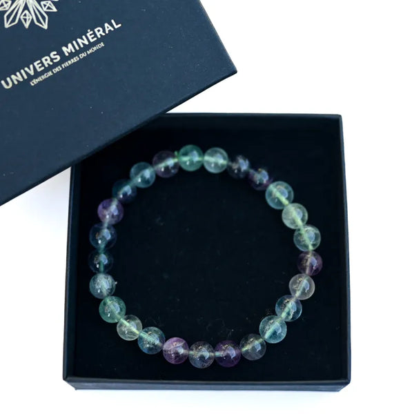 Bracelet En Pierres De Fluorite Naturelle - Bijou Minéral 17 Cm - Marque OxcmoBijoux - Neuf Étiqueté