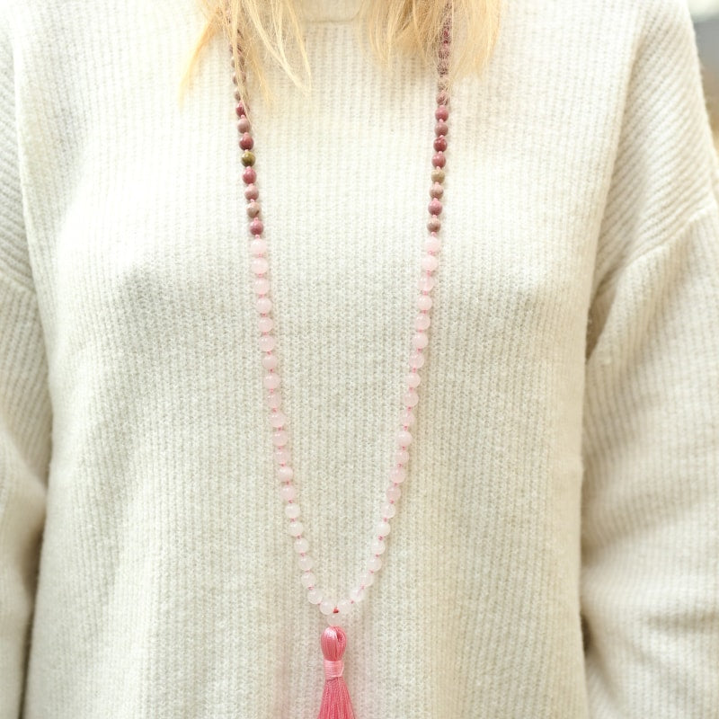Bracelet Mala Quartz Rose Méditation | Univers Minéral