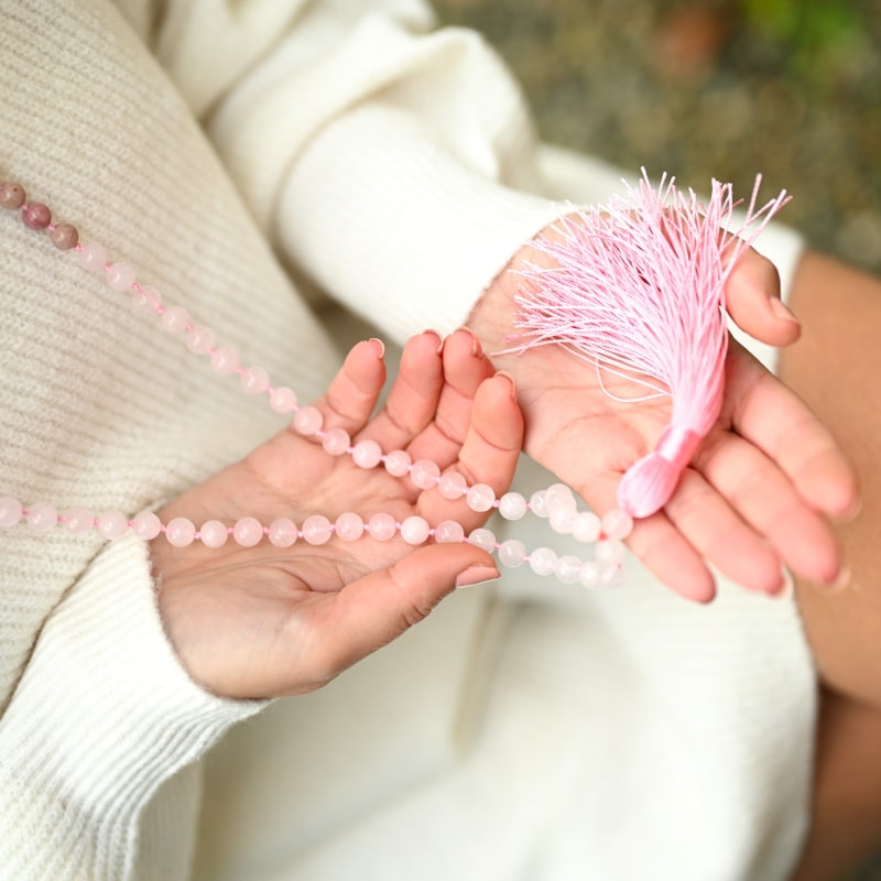 Bracelet Mala Quartz Rose Méditation | Univers Minéral