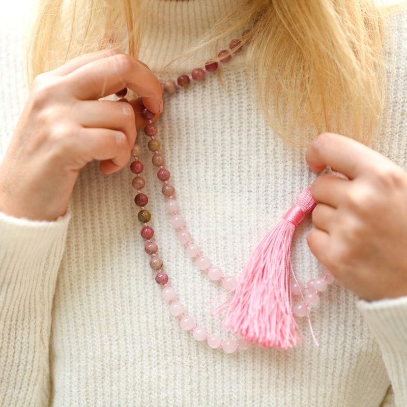 Bracelet Mala Quartz Rose Méditation | Univers Minéral