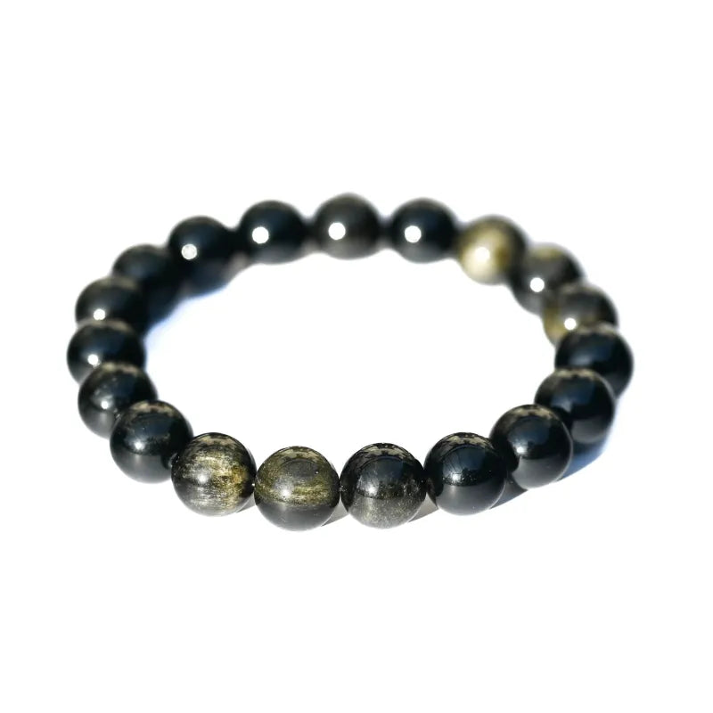 Bracelet Obsidienne Dorée