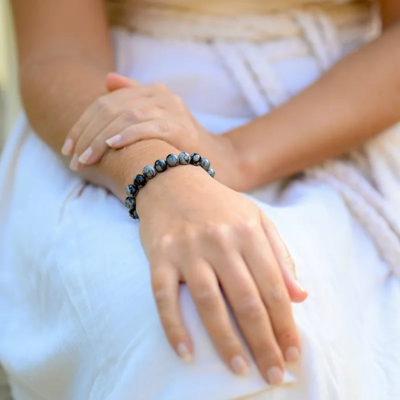 Bracelet Obsidienne Flocon de Neige