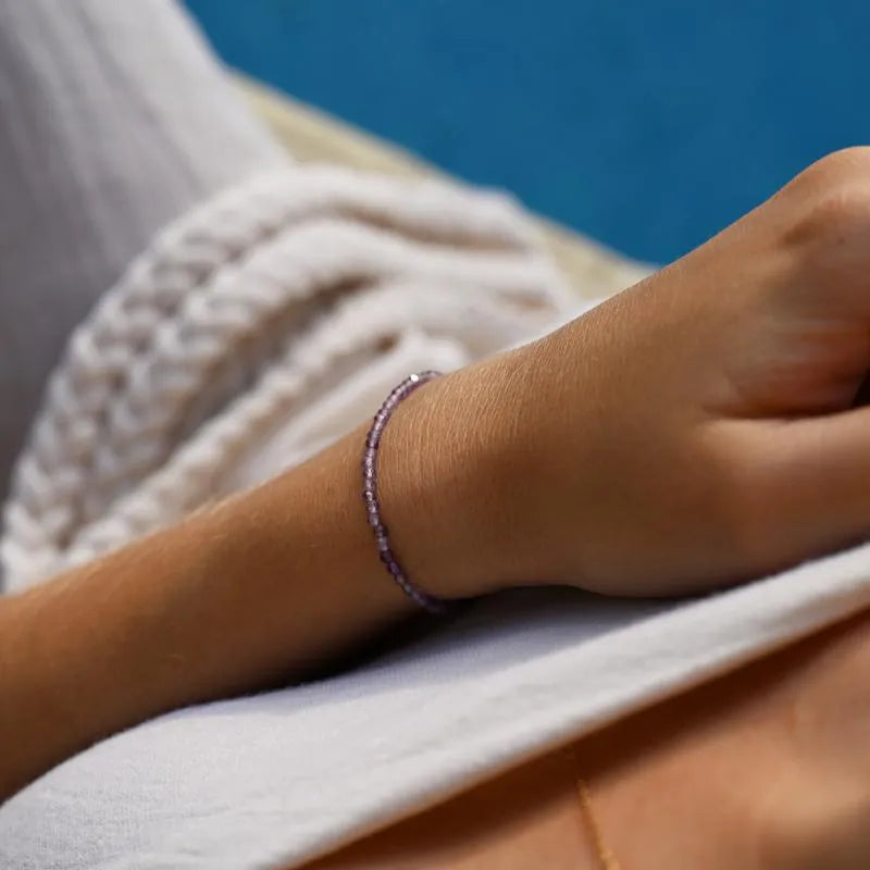 Bracelet Perles Facettes Améthyste